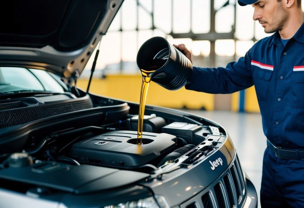 Technician servicing an engine